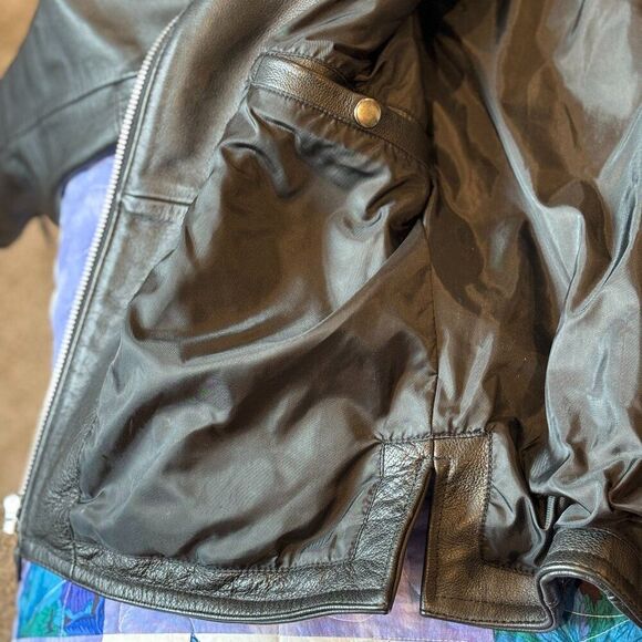 Harley Davidson Leather Jacket Women S Black Zipper Fringe Grunge Moto Mint - Picture 11 of 16